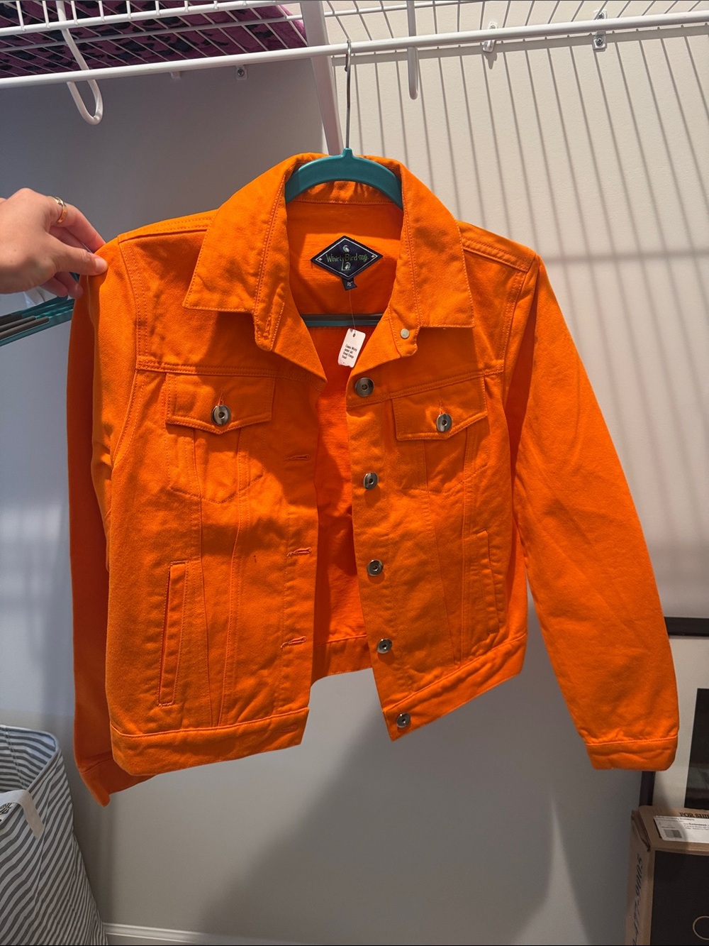 Unbranded Women's Orange Denim Jacket - Classic Button-Front Jean Jacket
